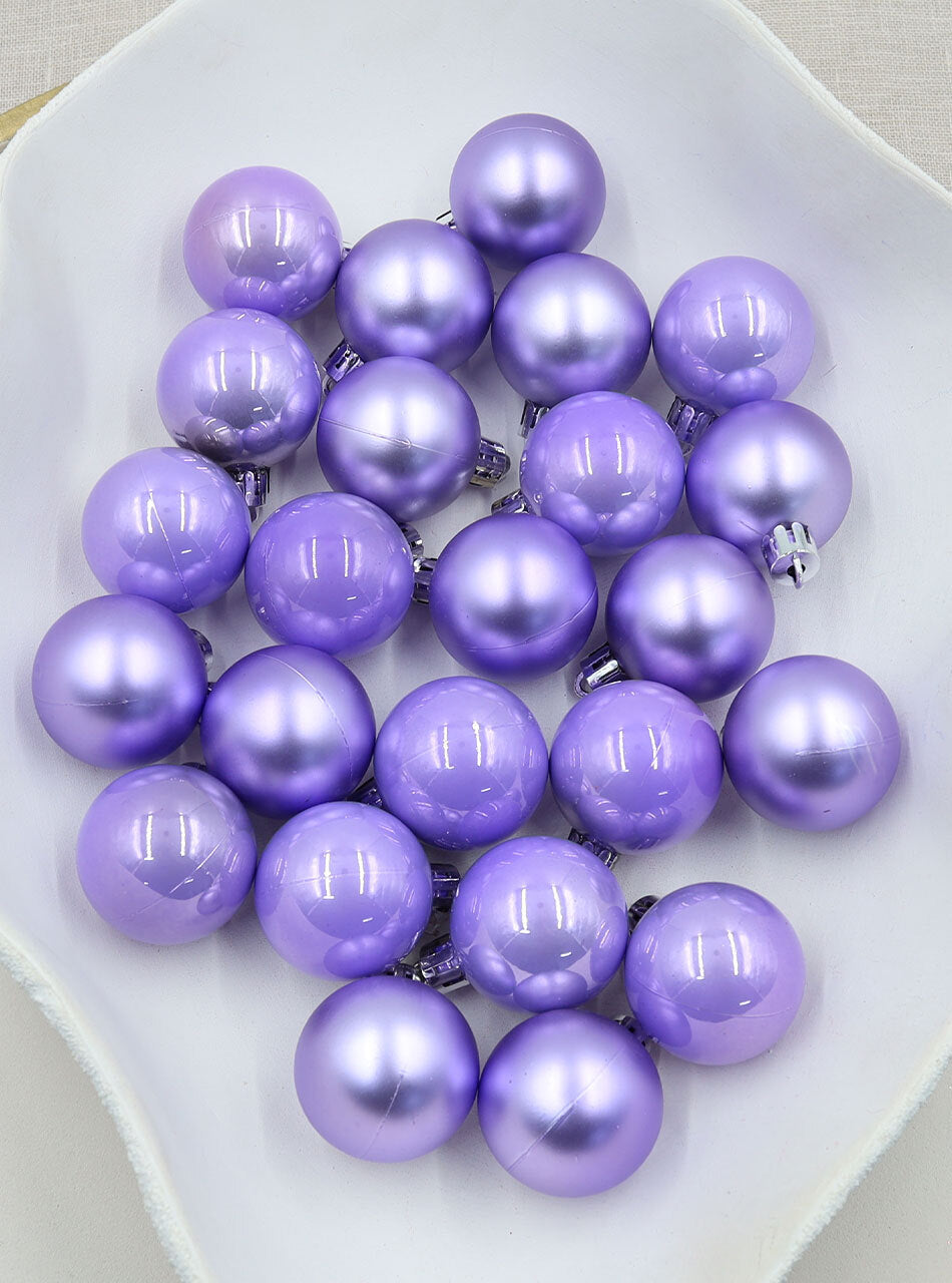 Light Purple 40mm Christmas Baubles Pearl Matt 24 Pack