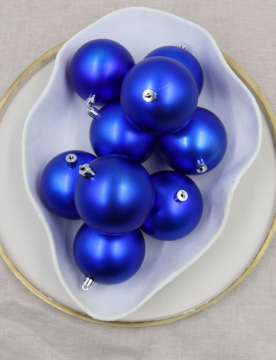 Royal Blue Christmas Baubles 80mm Matte 24 And 48 Packs