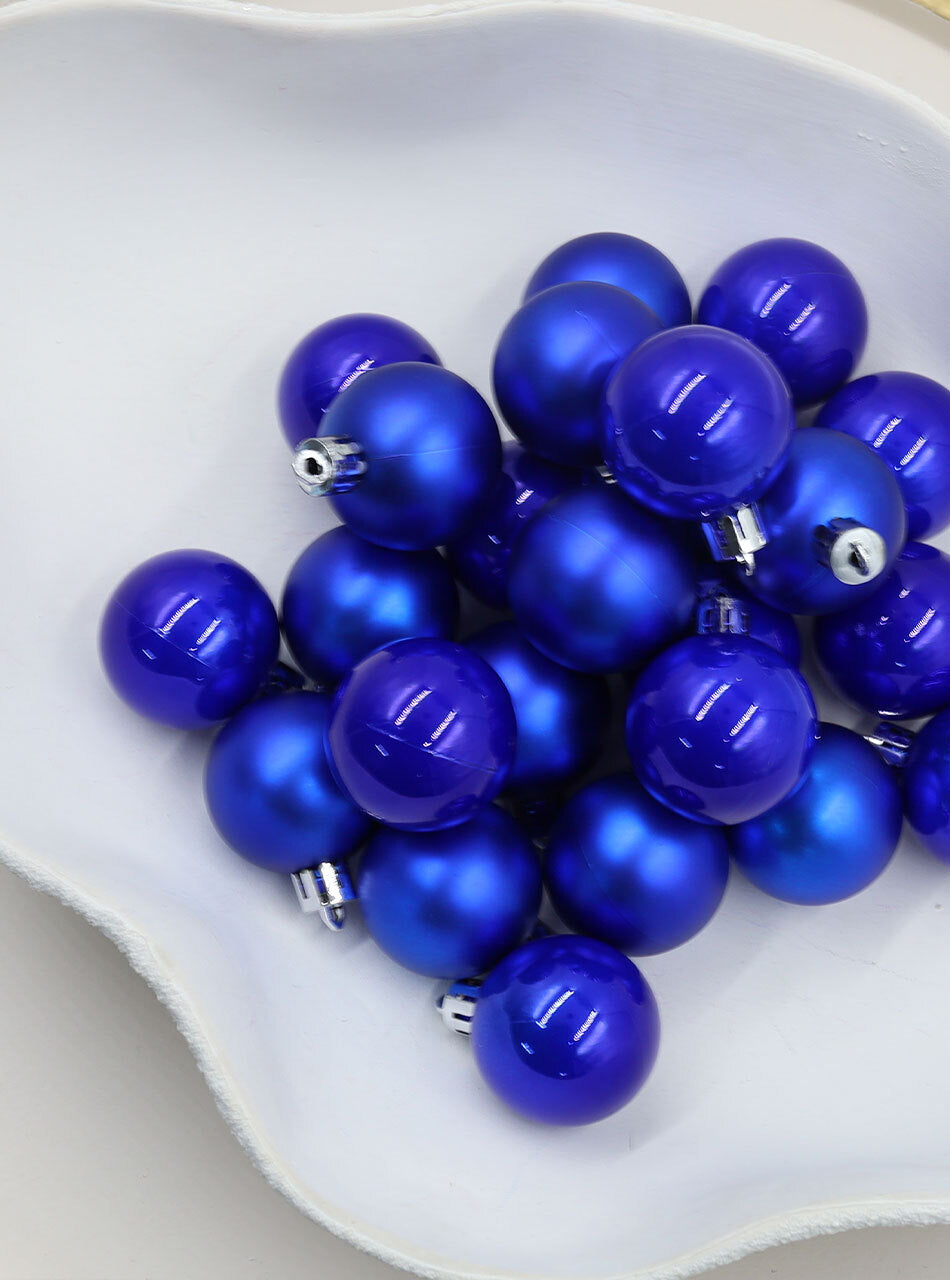 Royal Blue 40mm Christmas Baubles Pearl Matt 24 Pack