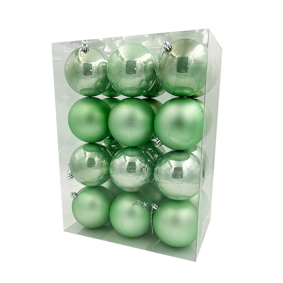 Mint Christmas Baubles Pearl Matt 100mm