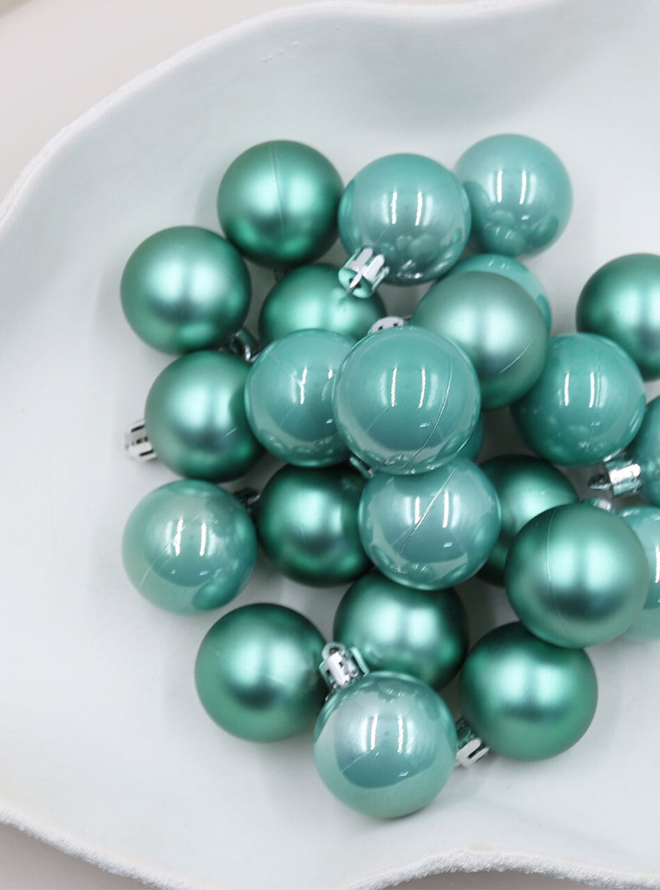 Mint 40mm Christmas Baubles Pearl Matt 24 Pack