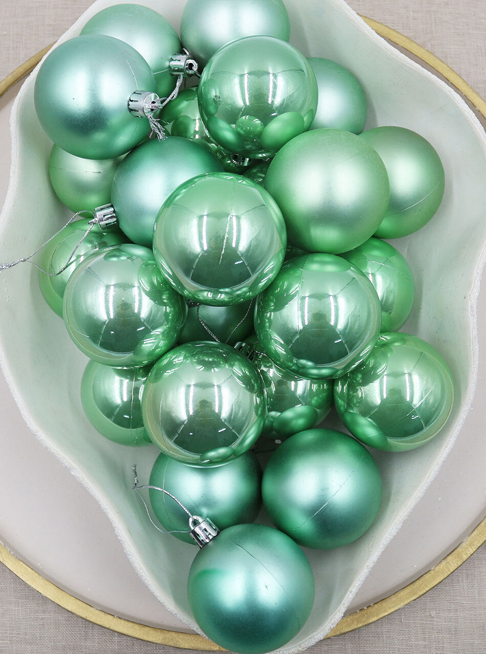 Mint Christmas Baubles 70mm Pearl Matt