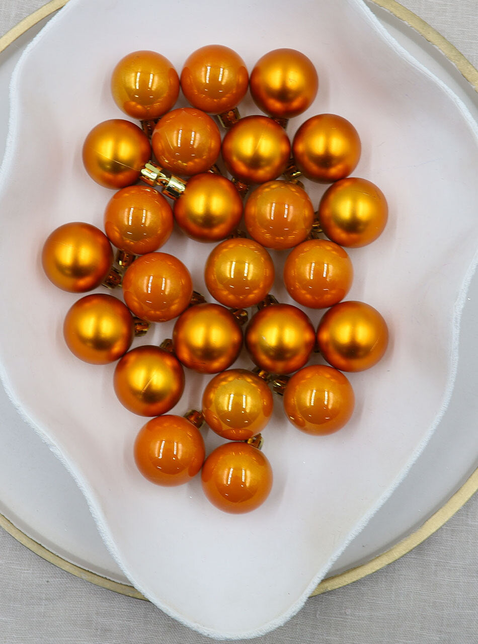 Orange 40mm Christmas Baubles Pearl Matt 24 Pack