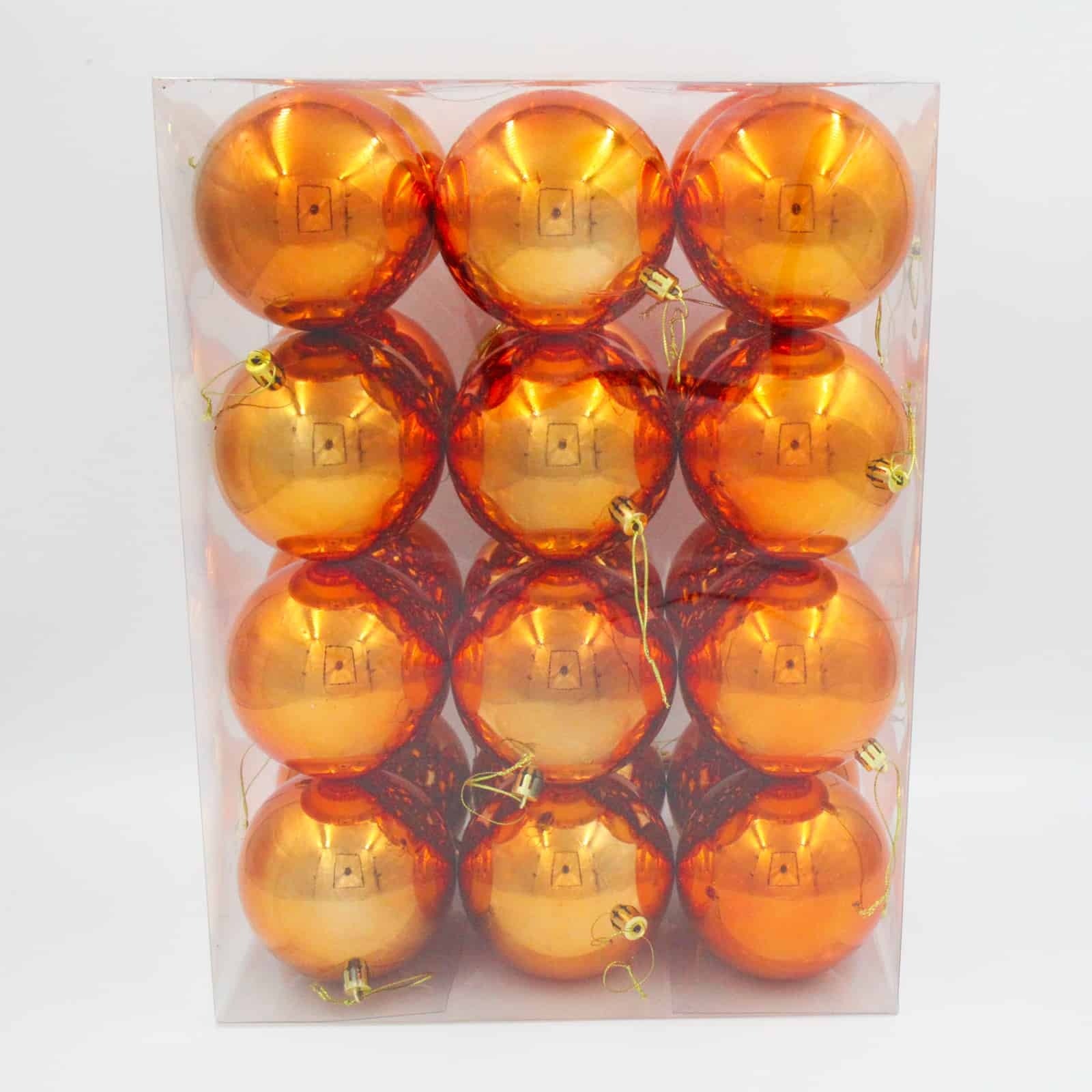 ORANGE 100mm Christmas Baubles 24 Balls Gloss