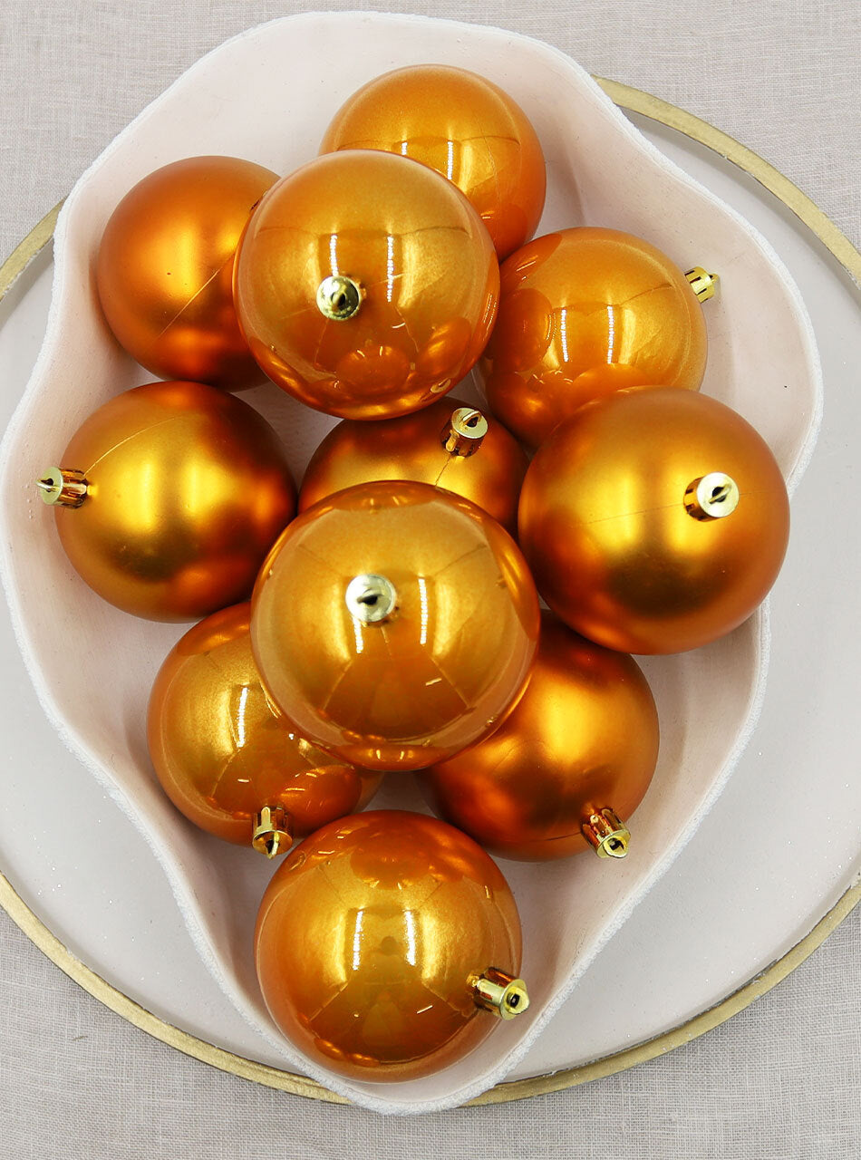 Orange Christmas Baubles 80mm 24 & 48 Packs