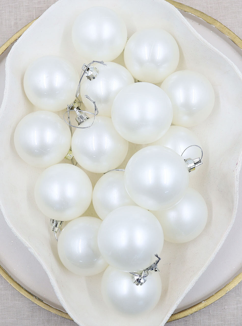 Pearl Christmas Baubles 60mm Matte 16 Pack