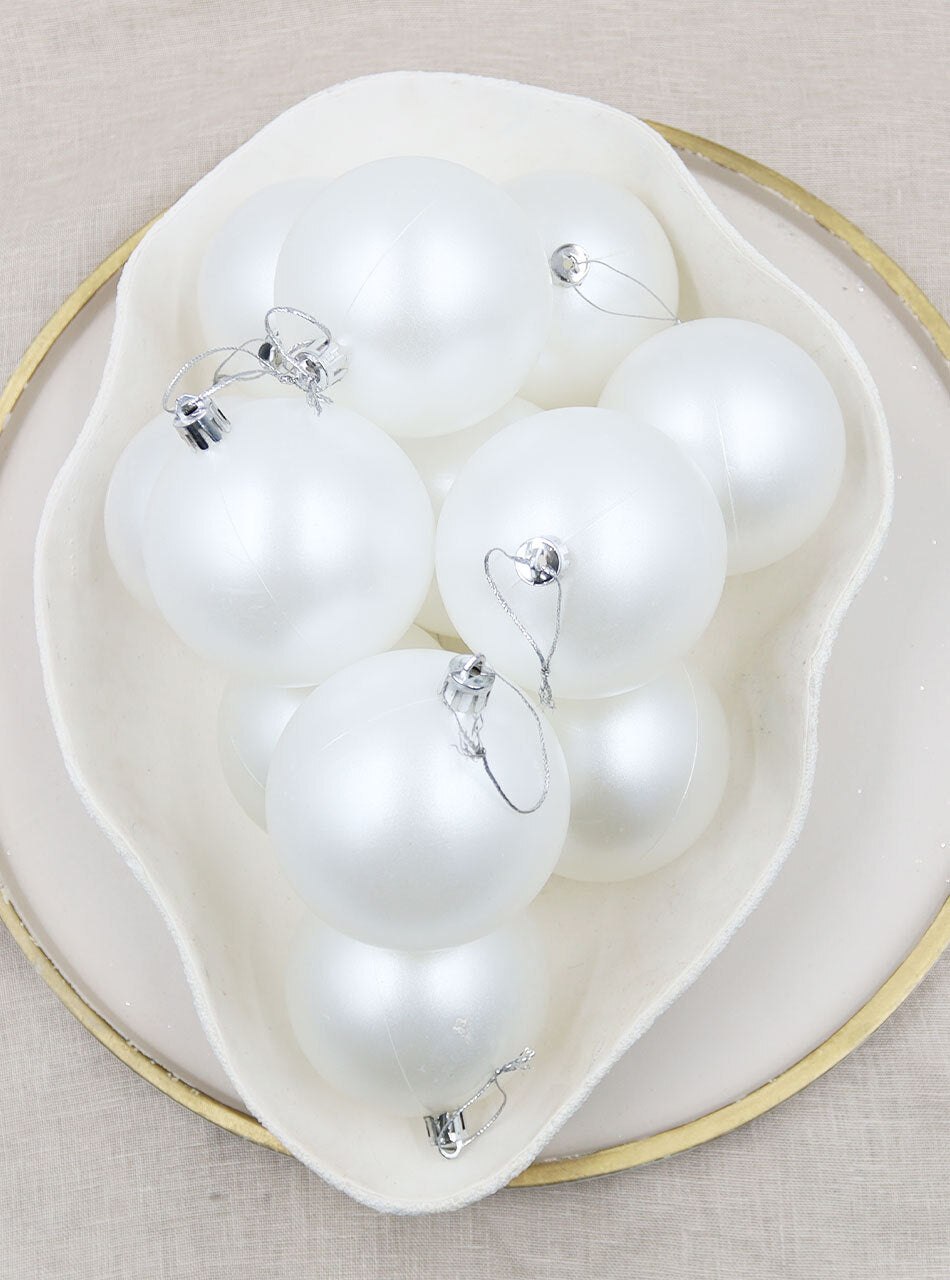 Pearl Christmas Baubles 80mm