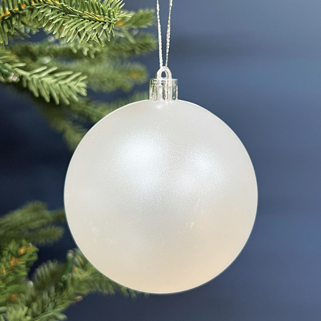 Pearl Christmas Baubles 80mm