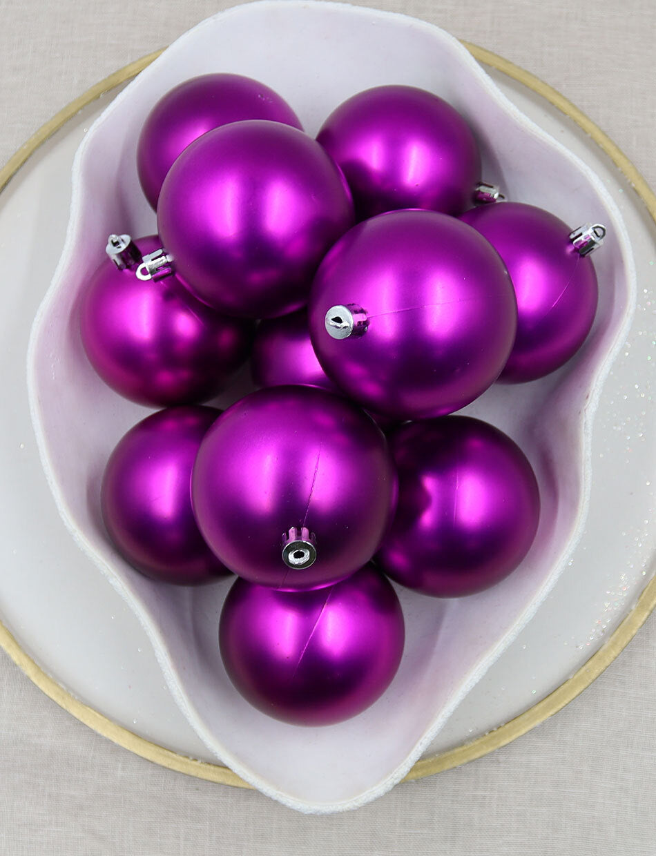 Purple Christmas Baubles 80mm Matte 48 Pack