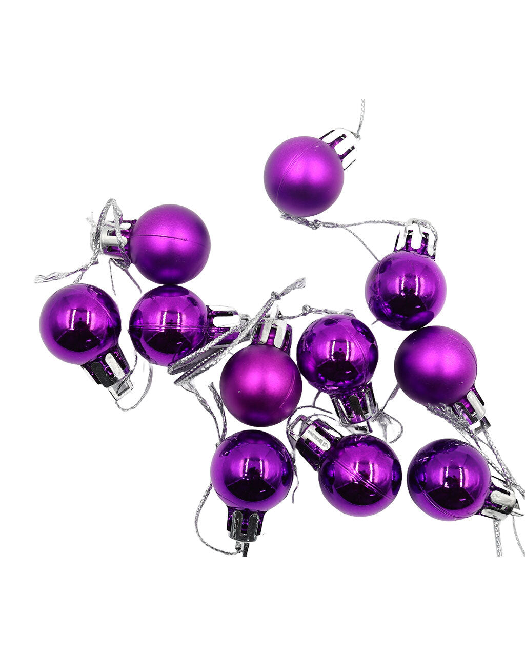 Purple 20mm Christmas Baubles Pearl Matt 30 Pack