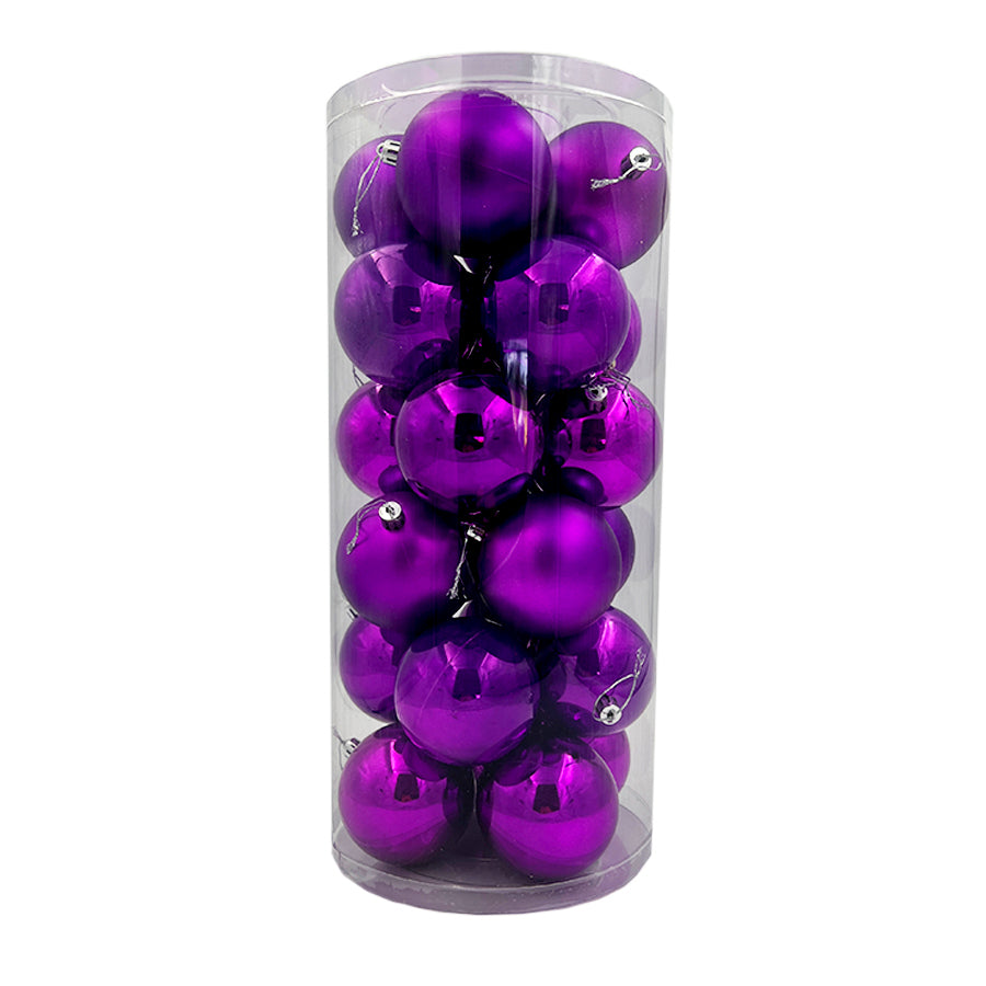 PURPLE Christmas Baubles 80mm 24 & 48 Packs Pearl Matt