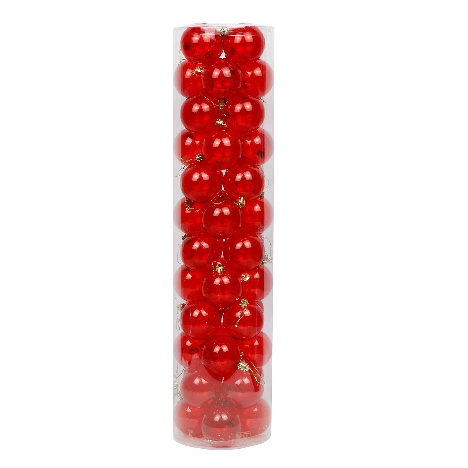Red Clear Christmas Baubles 80mm 24 and 48 Packs
