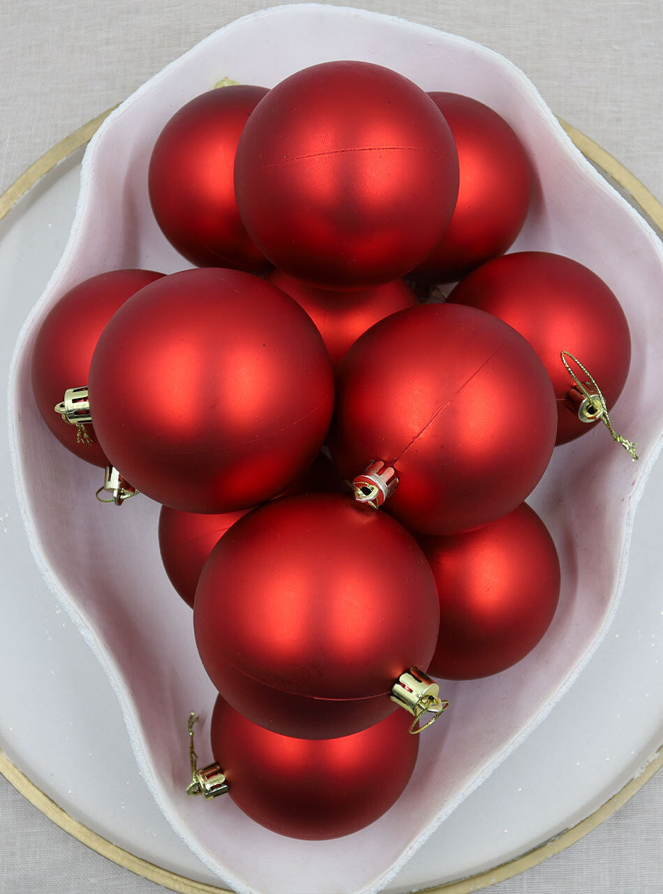 Red Christmas Baubles 80mm Matt 24 & 48 Packs