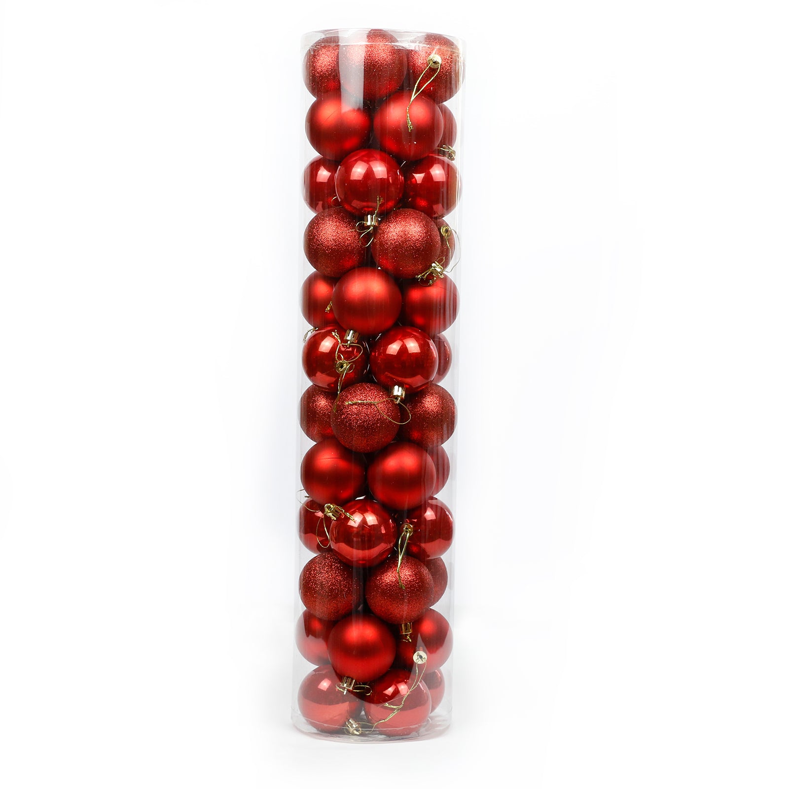 Red Christmas Baubles 80mm Pearl Matt Glitter 48 Pack