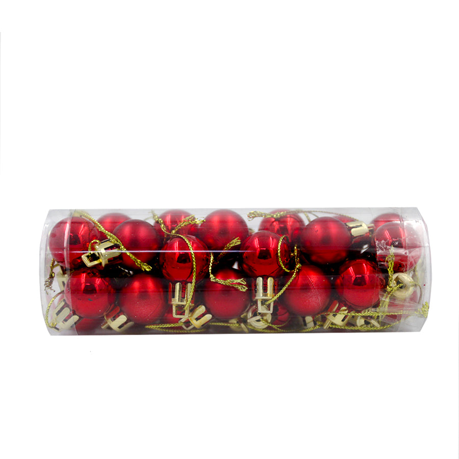 RED 20mm Christmas Baubles Gloss Matt 24 pack