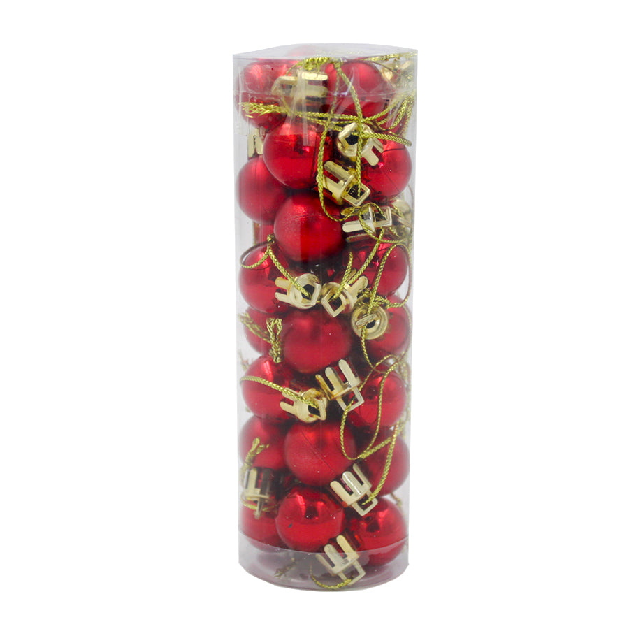 RED 20mm Christmas Baubles Gloss Matt 24 pack