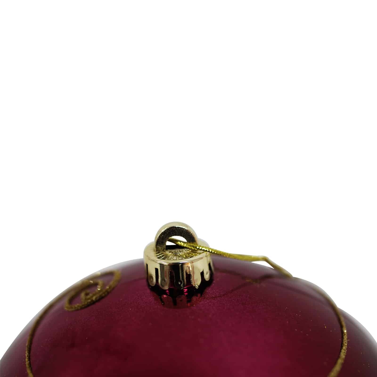 RED 200mm Christmas Bauble Gloss Swirl