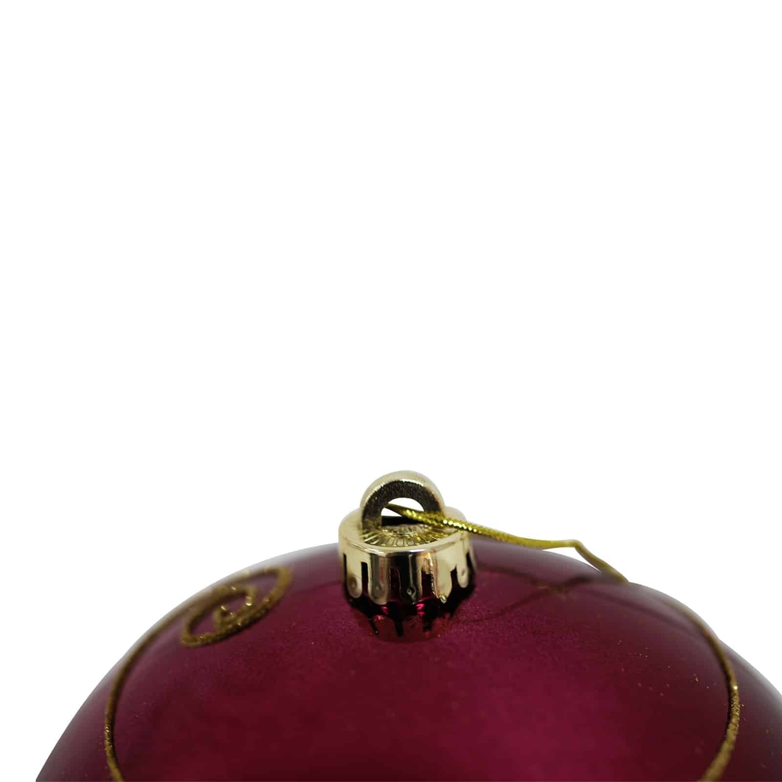 RED 200mm Christmas Bauble Gloss Swirl