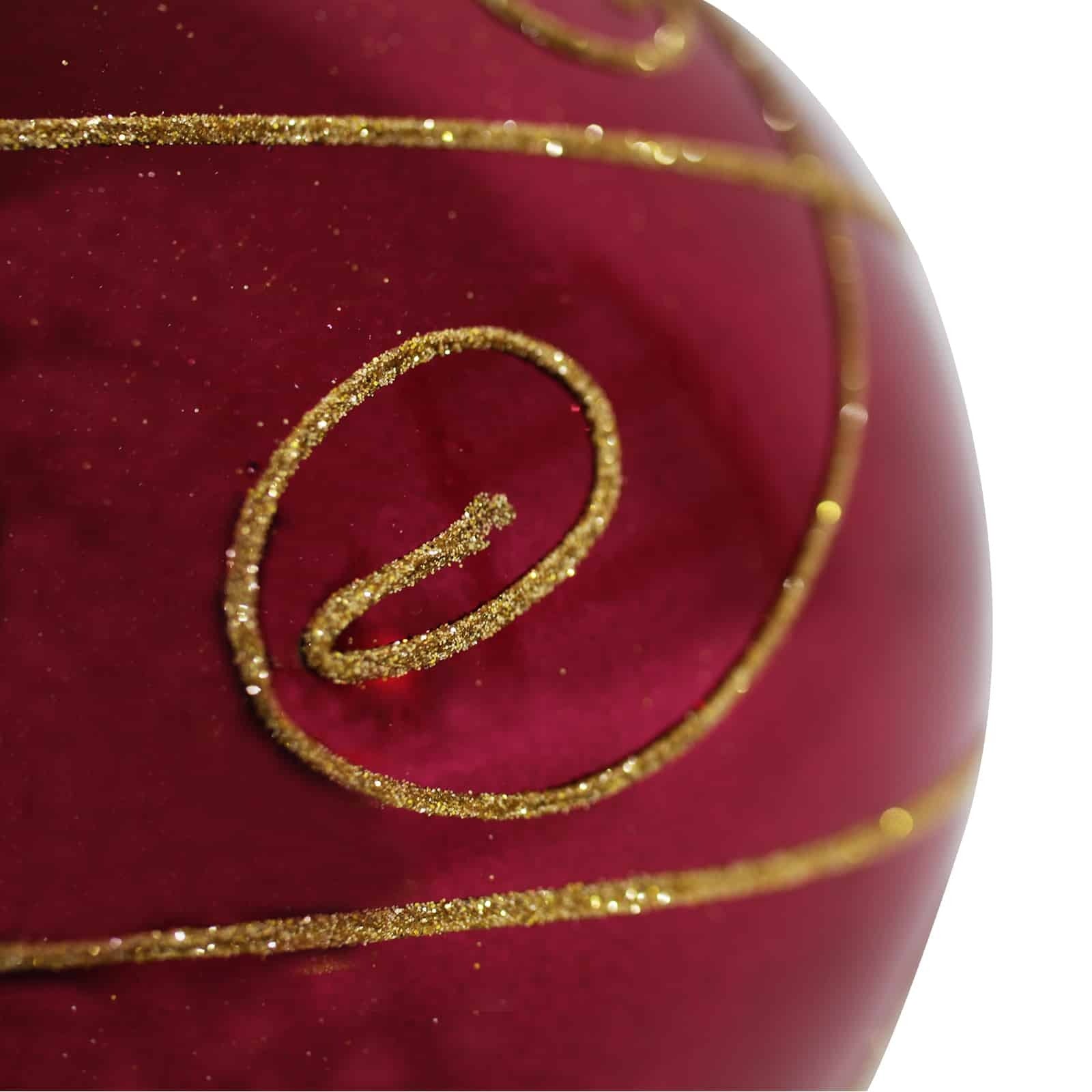 RED 200mm Christmas Bauble Gloss Swirl