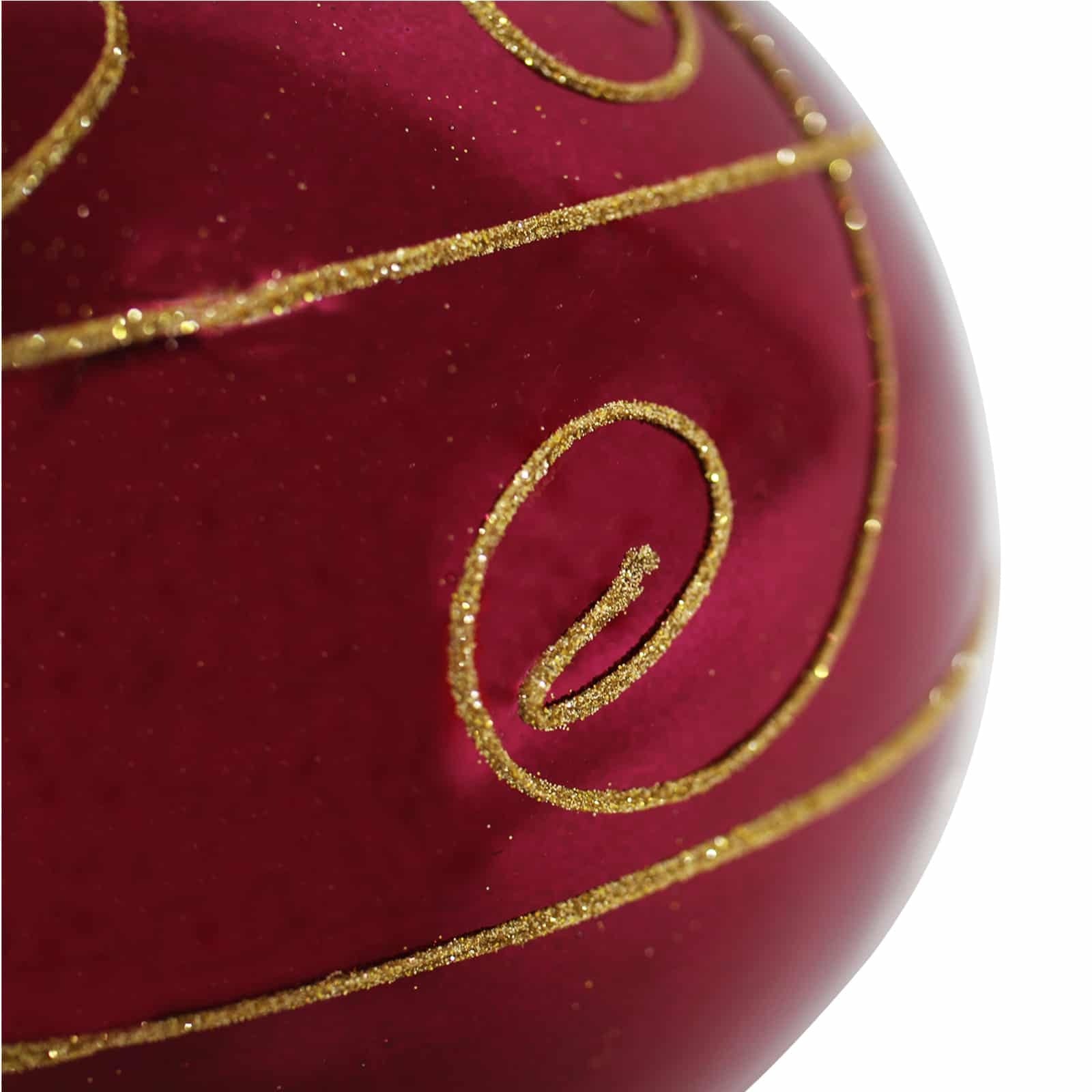 RED 200mm Christmas Bauble Gloss Swirl