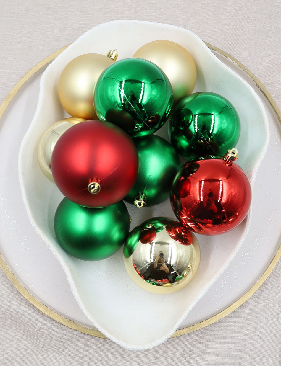 RED GOLD GREEN Christmas Baubles 80mm Gloss Matt 48 Pack