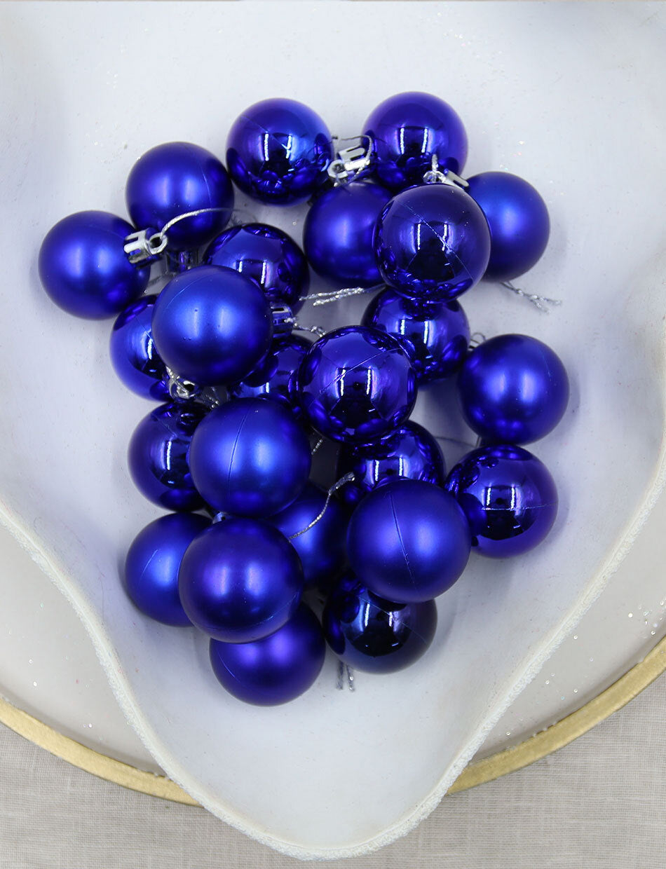 ROYAL BLUE 40mm Christmas Baubles Gloss Matte 24 pack