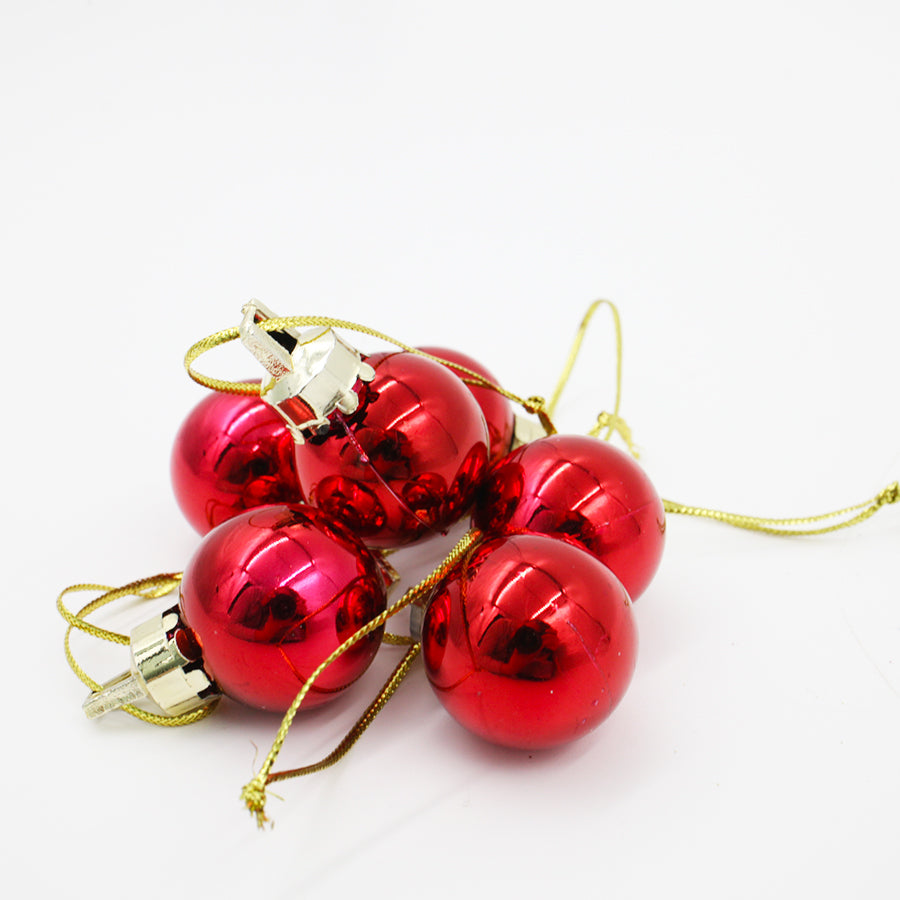 RED 25mm Christmas Baubles Gloss 18 pack
