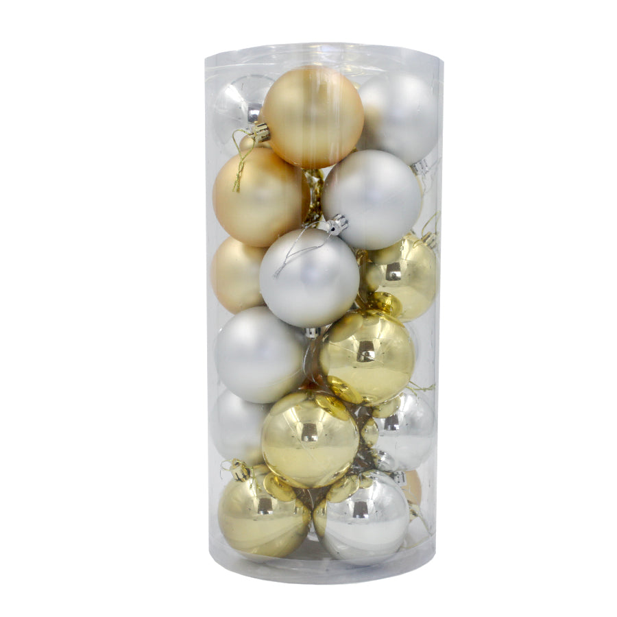 SILVER GOLD Christmas Baubles 70mm Glossl Matt Packs