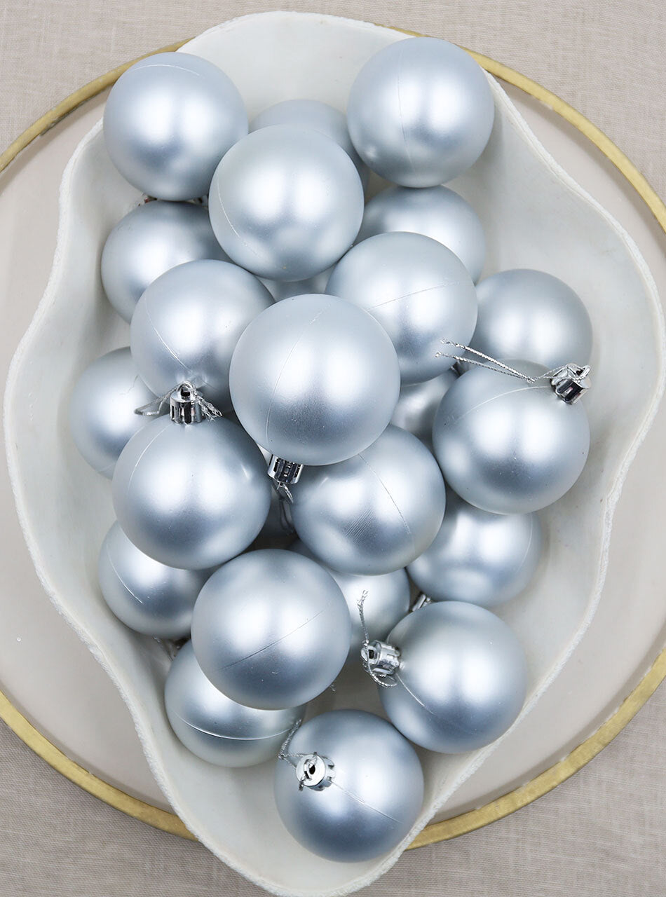 Silver Christmas Baubles 70mm Matt 24 and 48 Packs