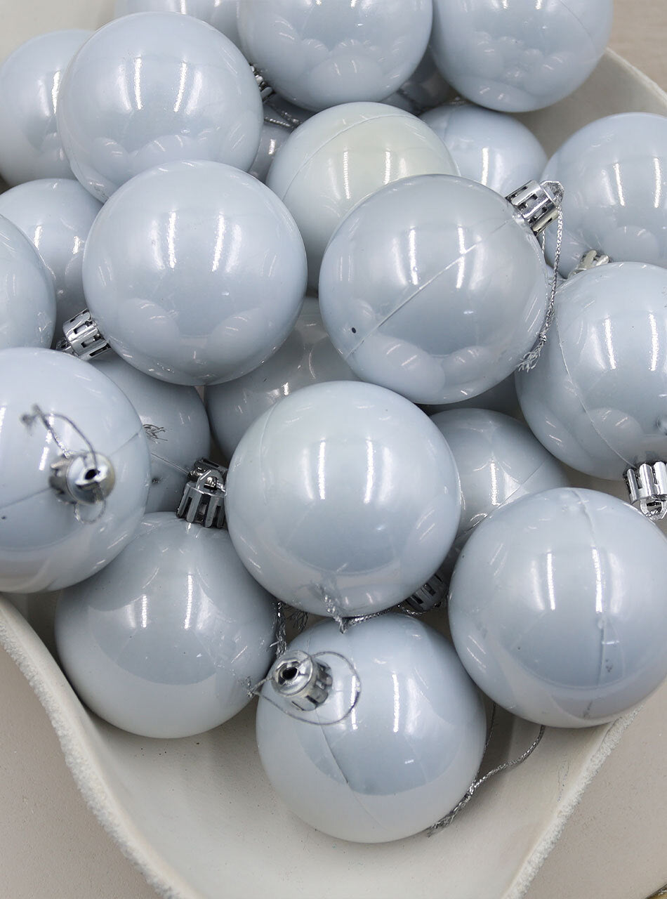 Silver Christmas Baubles 70mm Pearl