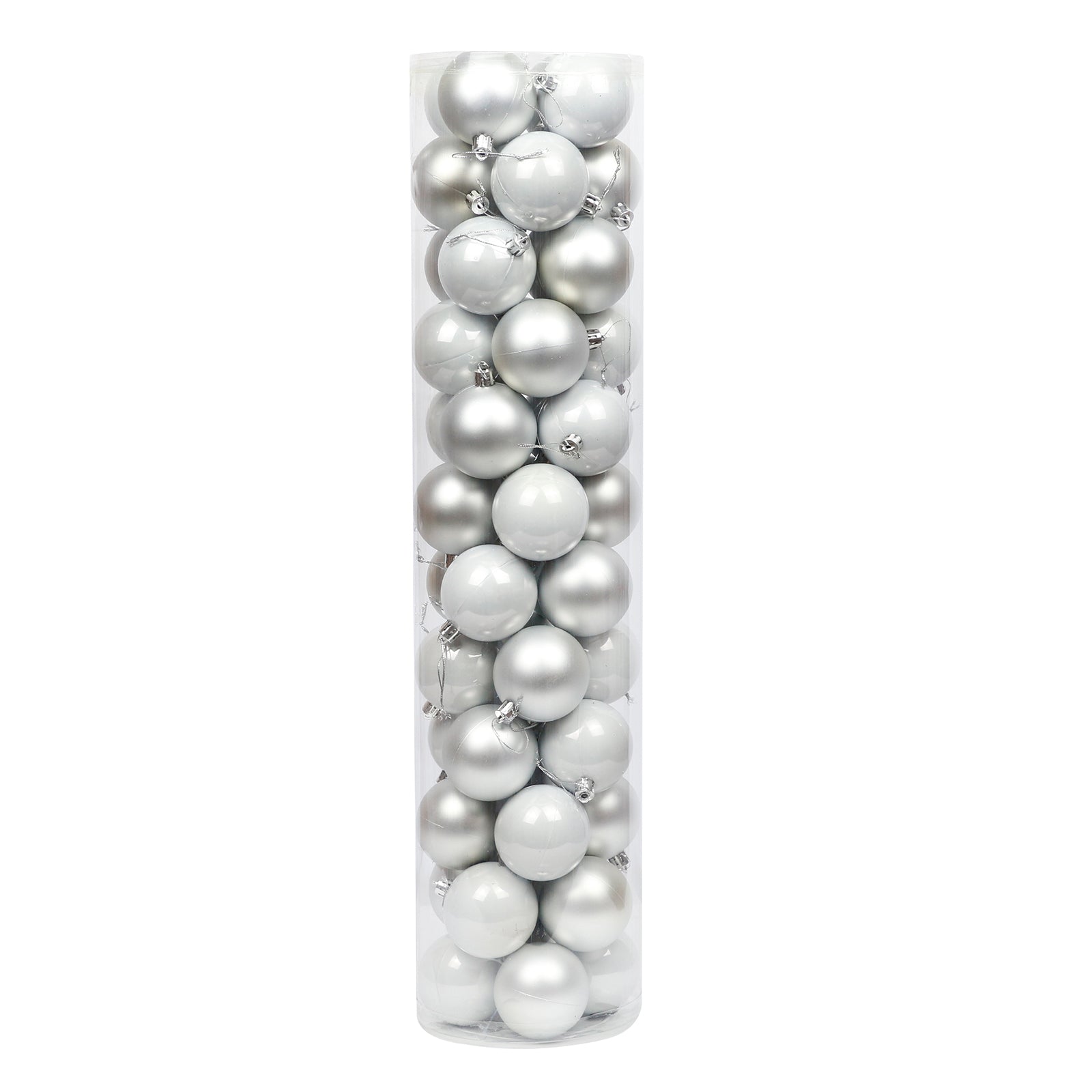 Silver Christmas Baubles 80mm Pearl Matt 48 Pack