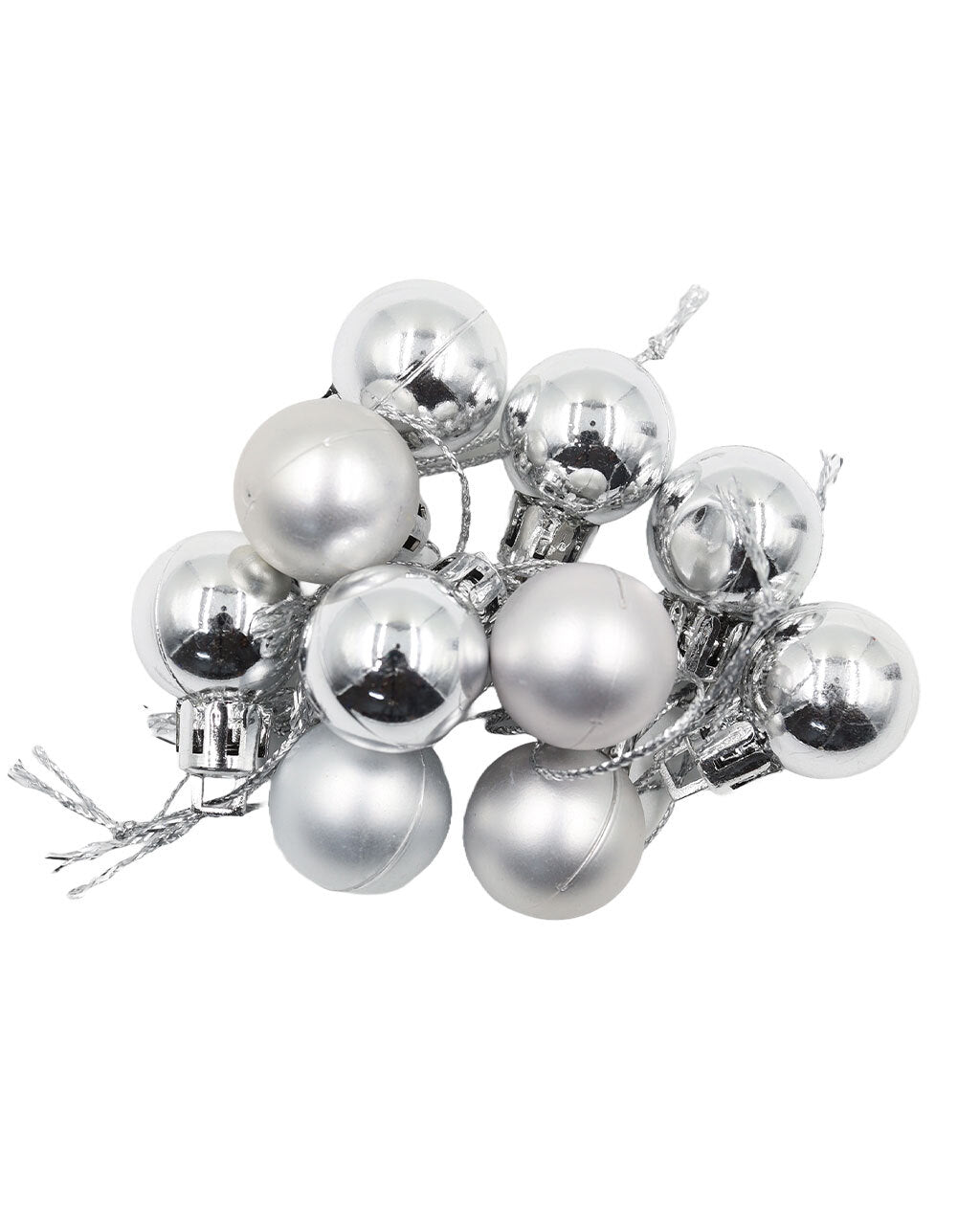 Silver 20mm Christmas Baubles Gloss Matt 30 Pack