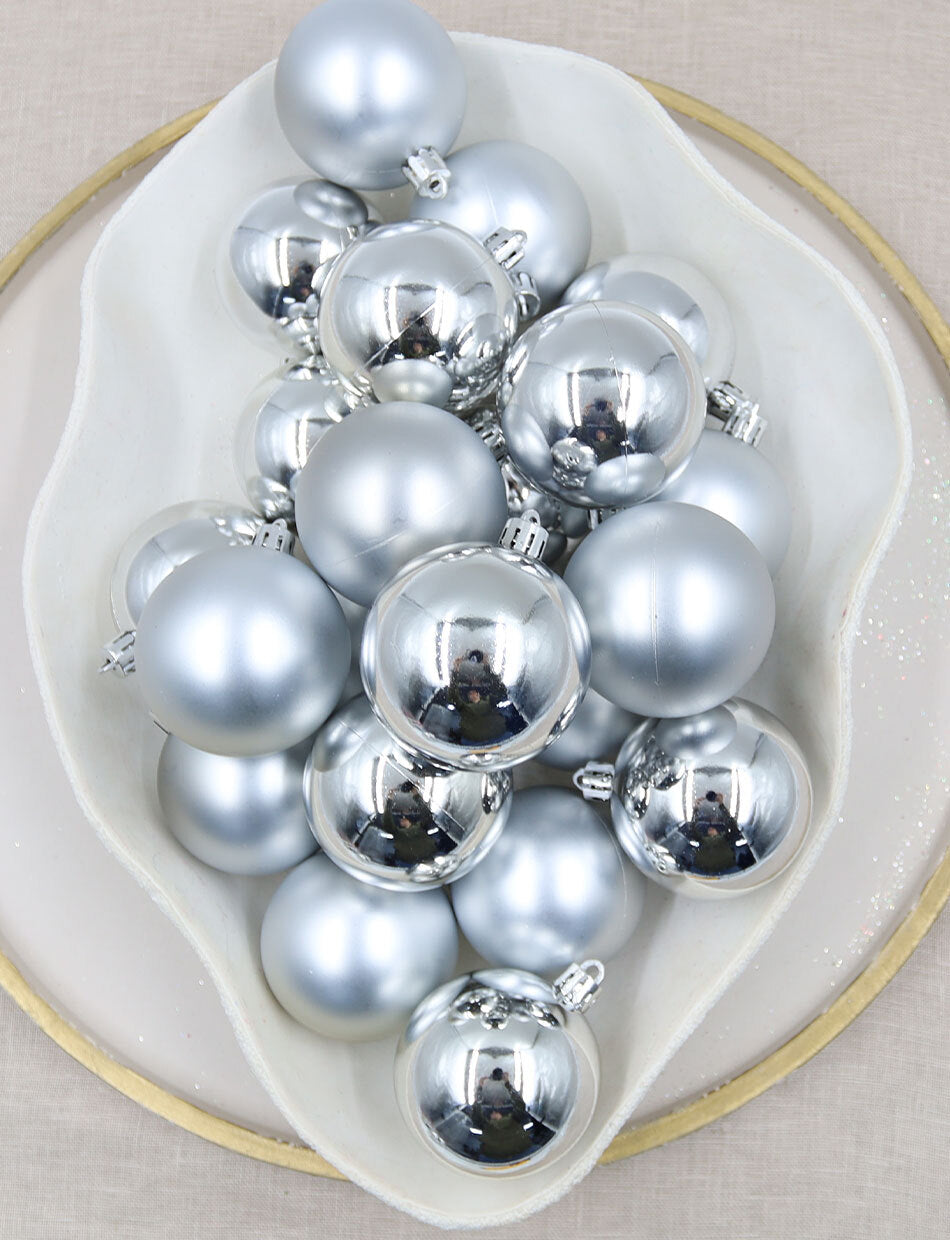 Silver Christmas Baubles 60mm Gloss Matte Packs