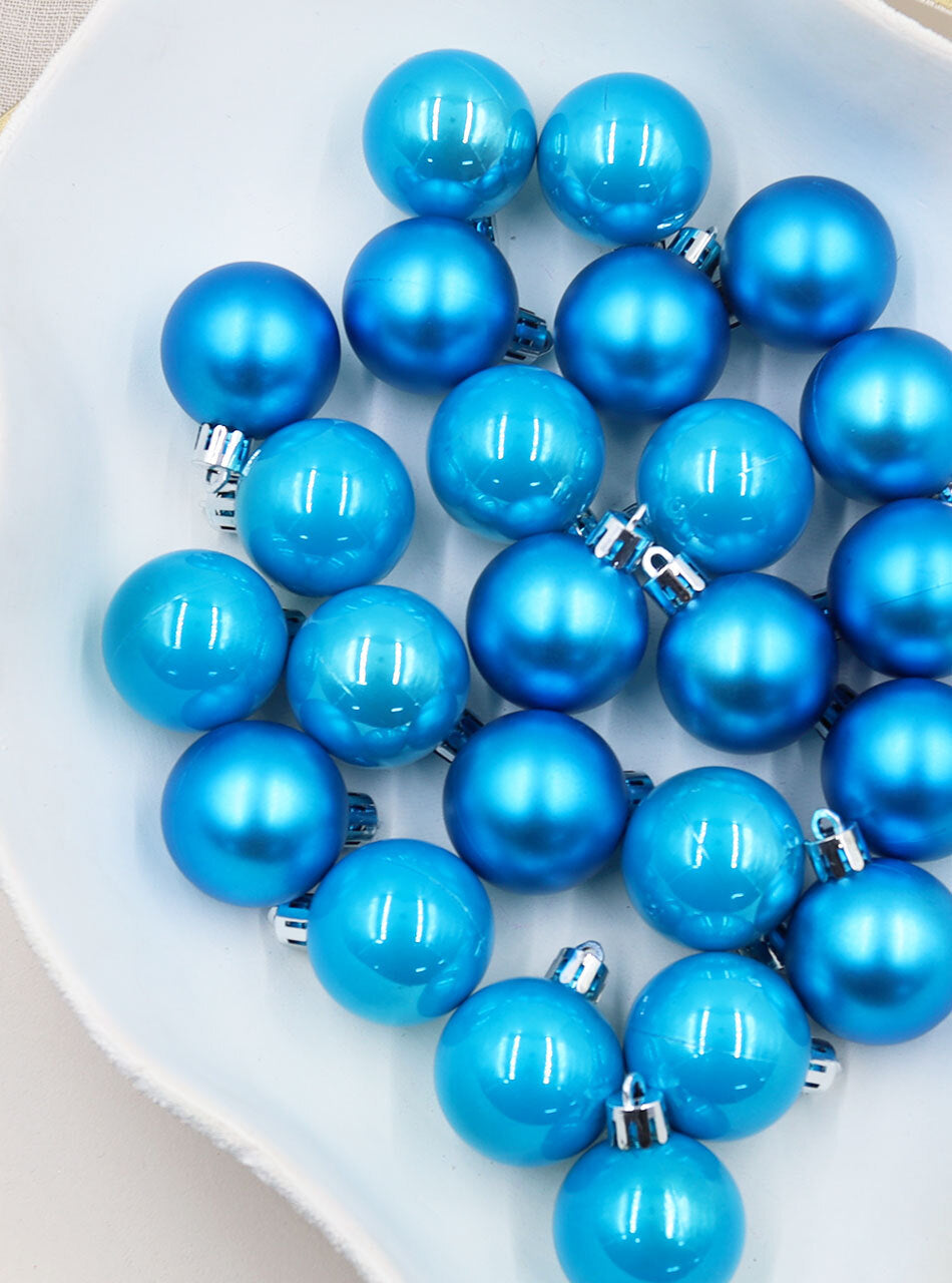 Sky Blue 40mm Christmas Baubles Pearl Matt 24 Pack