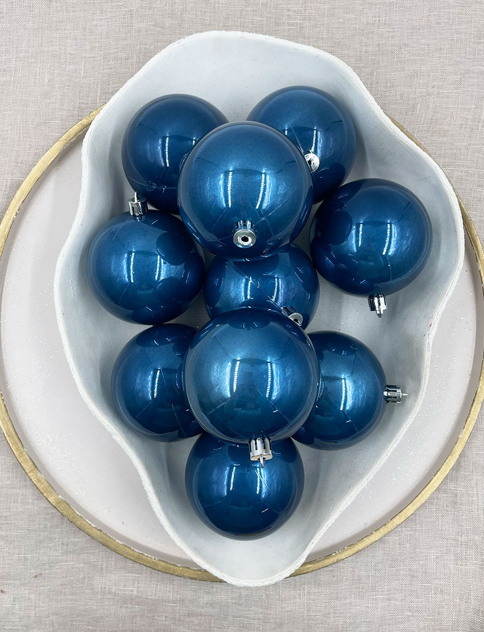 Steele Blue Christmas Baubles 60mm Pearl Packs