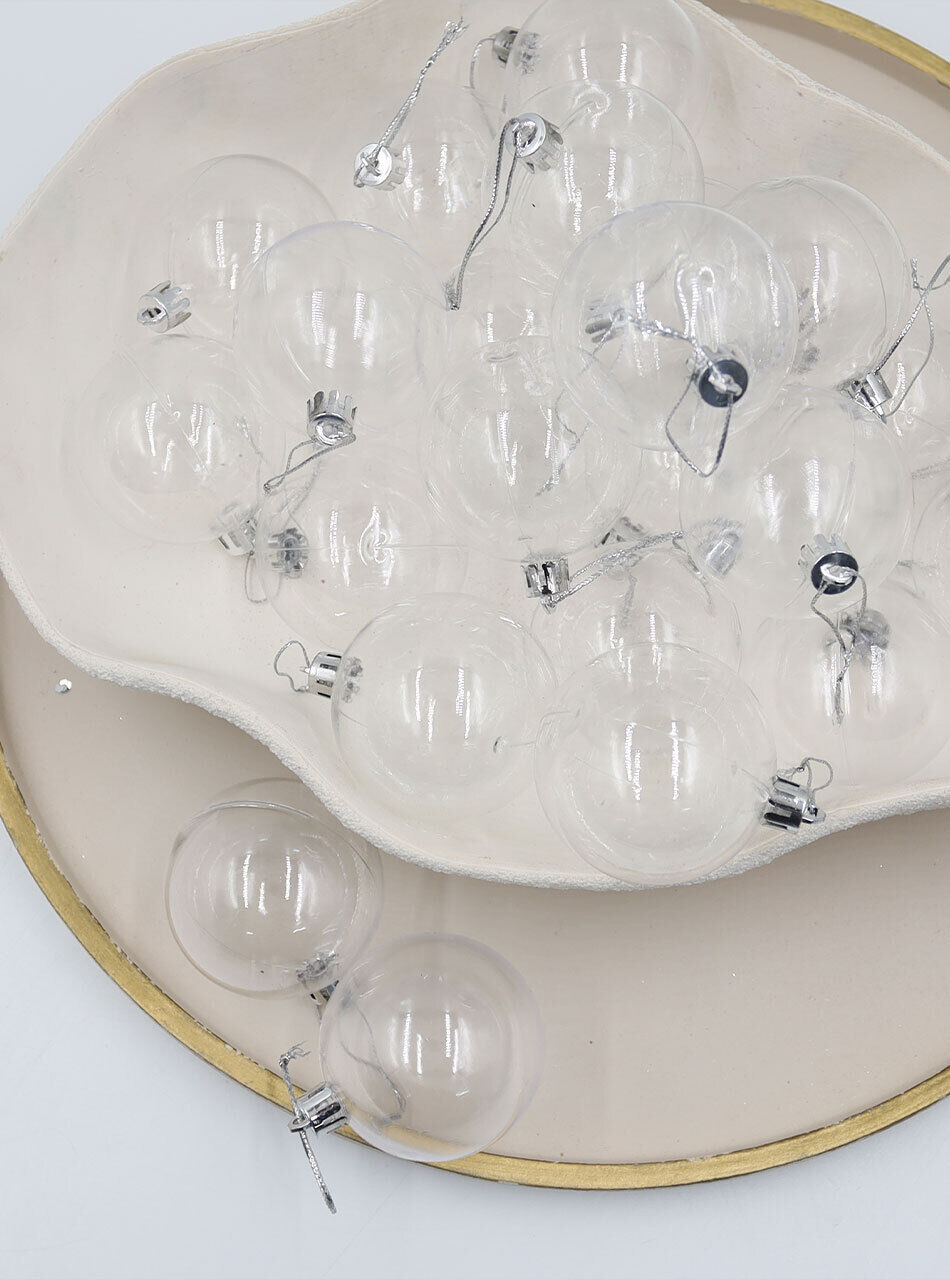 White Clear Christmas Baubles 60mm 48 Pack
