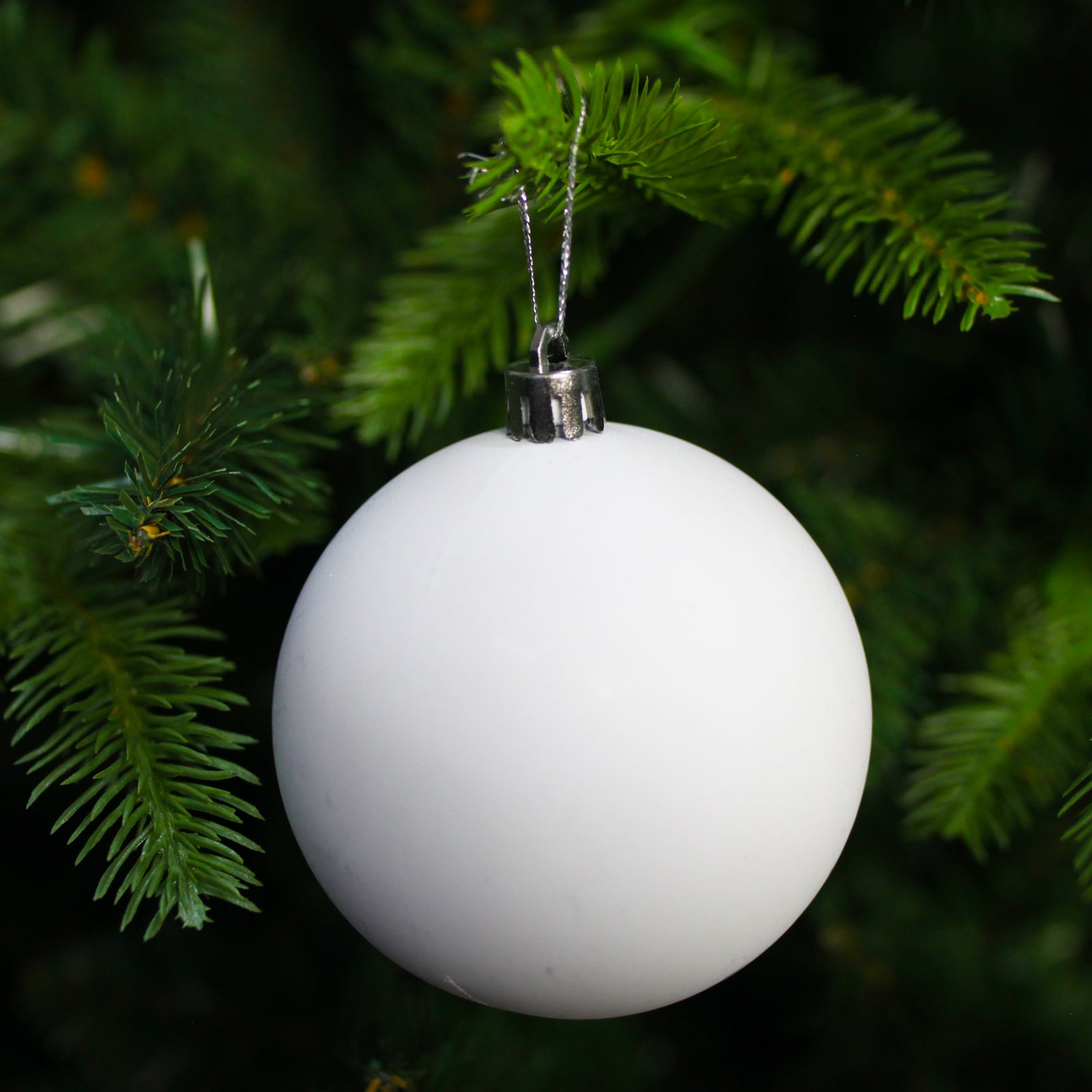 White 100mm Christmas Baubles 24 Matt