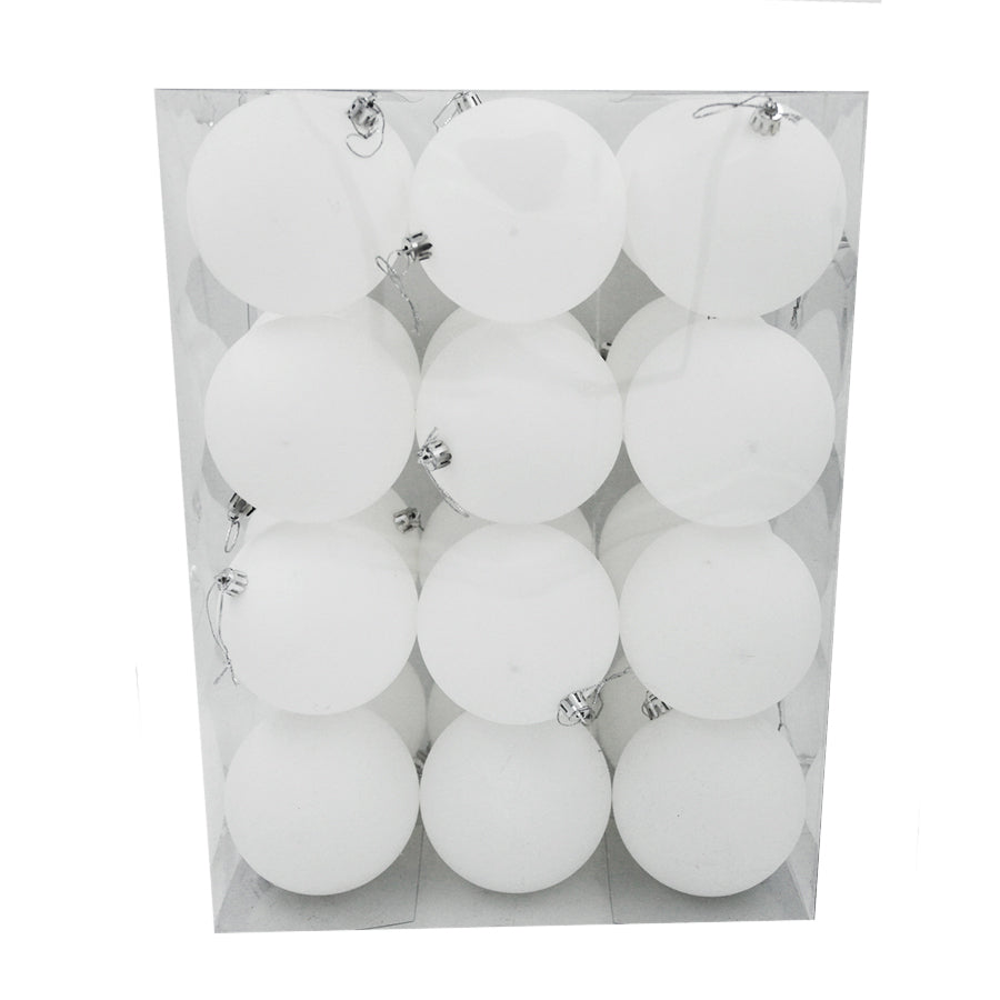 White 100mm Christmas Baubles 24 Matt