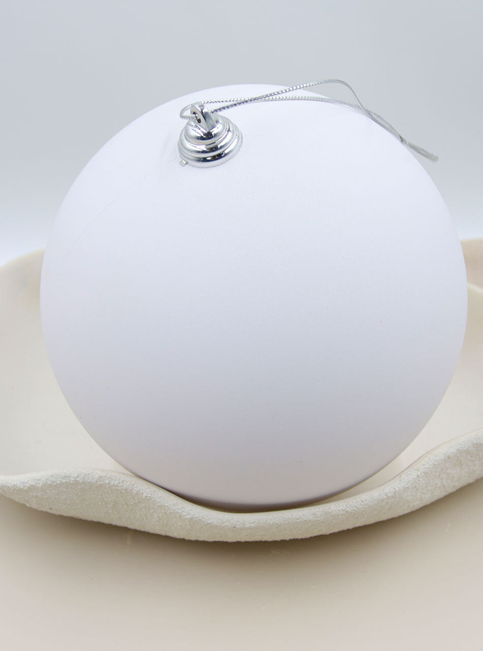 White Christmas Bauble 200mm Matt 4 Pack