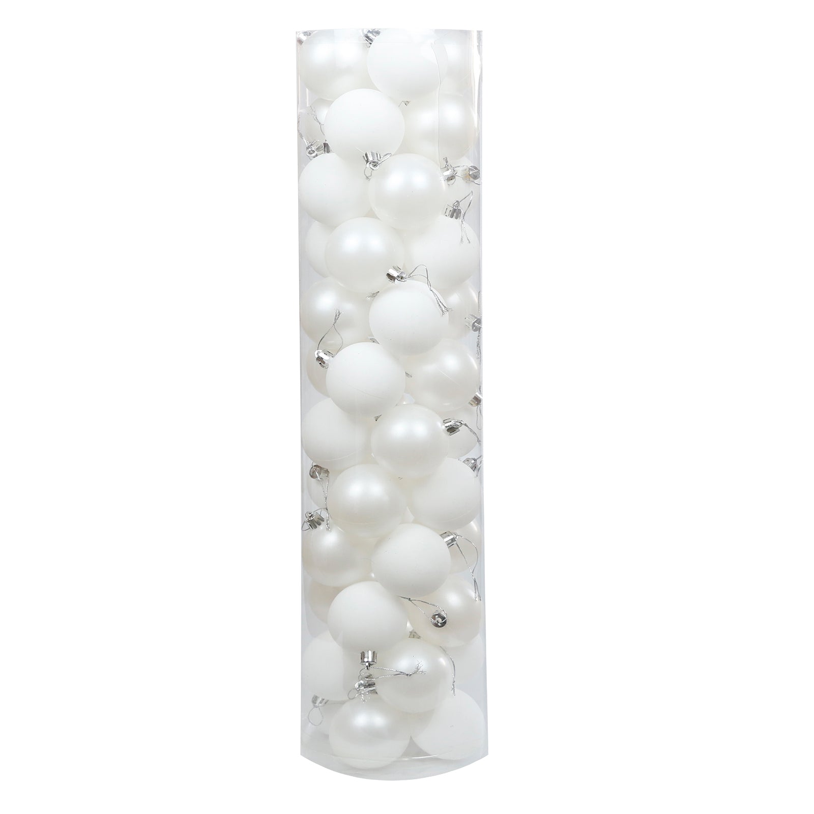 White Christmas Baubles 80mm Pearl Matt 24 and 48 Pack