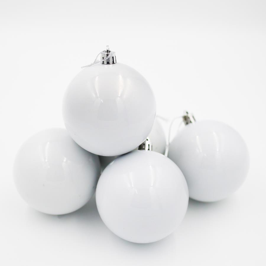 150mm White Christmas Baubles 3 Balls Gloss