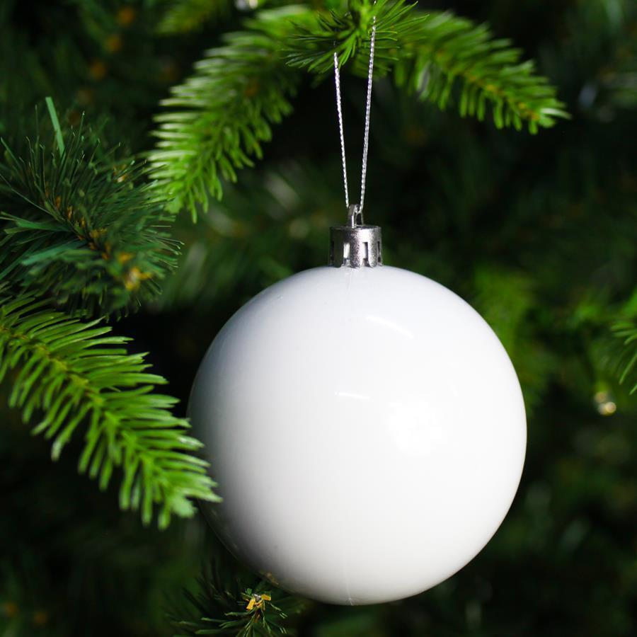 150mm White Christmas Baubles 3 Balls Gloss