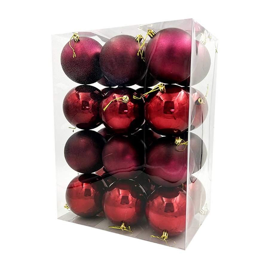 Wine Red Christmas Baubles100mm 24 Baubles