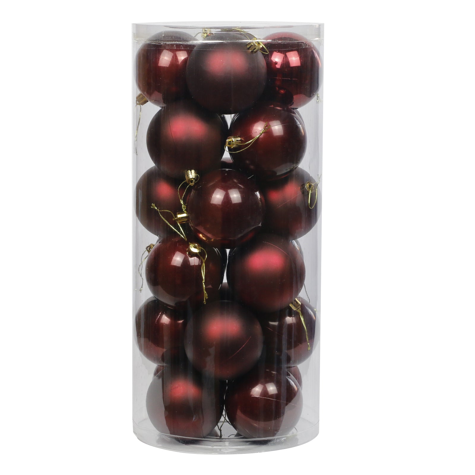Wine Red Christmas Baubles 70mm Pearl Matt 48 Pack