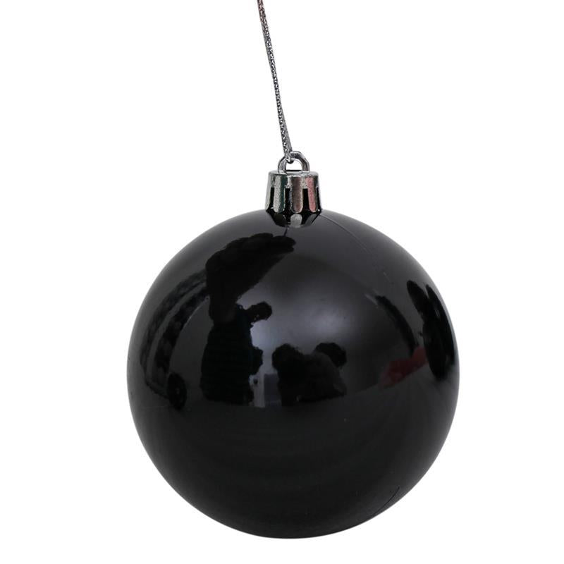 BLACK Christmas Baubles 120mm 3 Balls Gloss