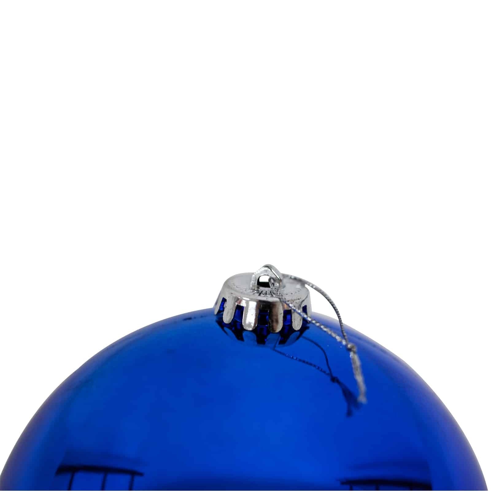 BLUE 120mm Christmas Baubles 3 Balls Gloss