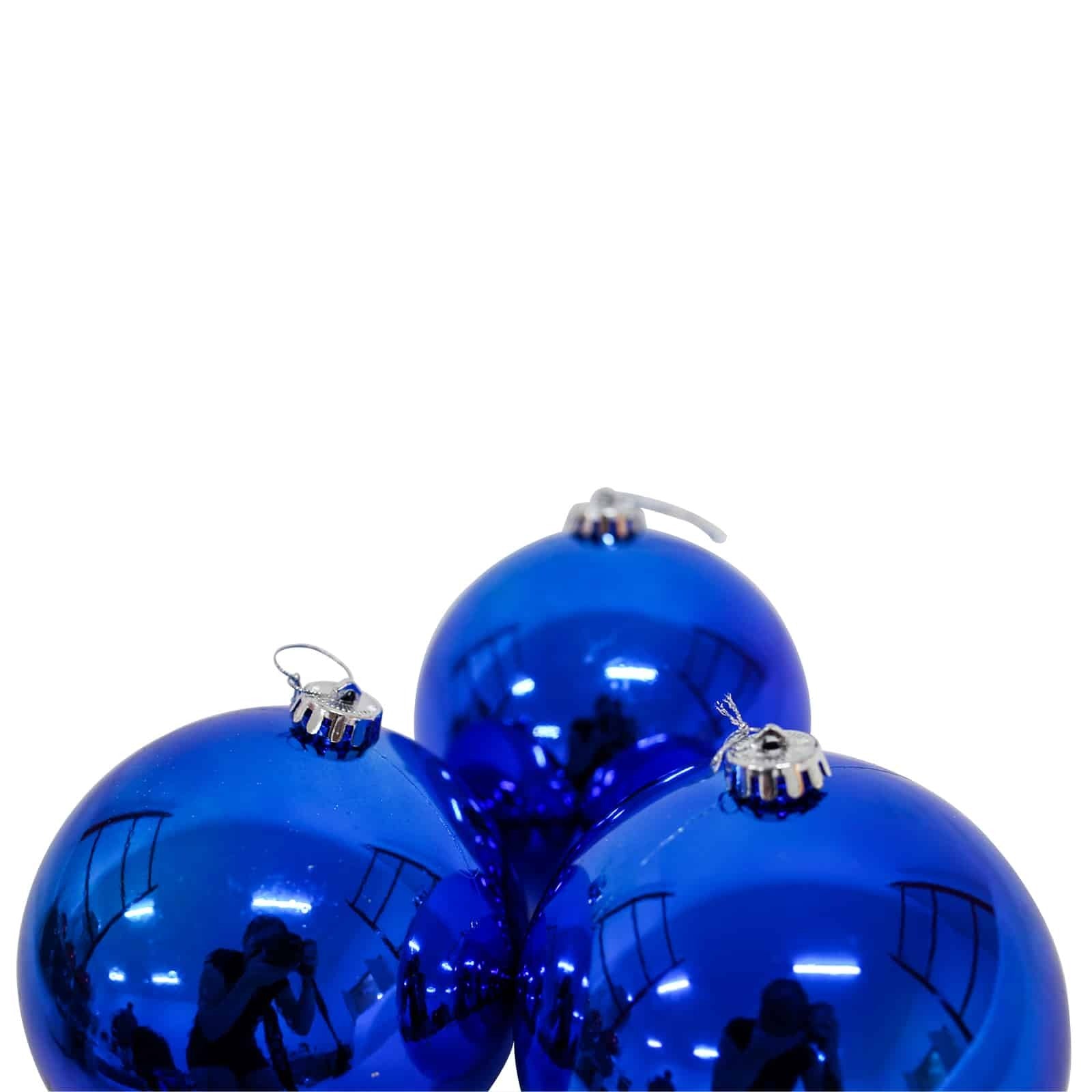 BLUE 120mm Christmas Baubles 3 Balls Gloss