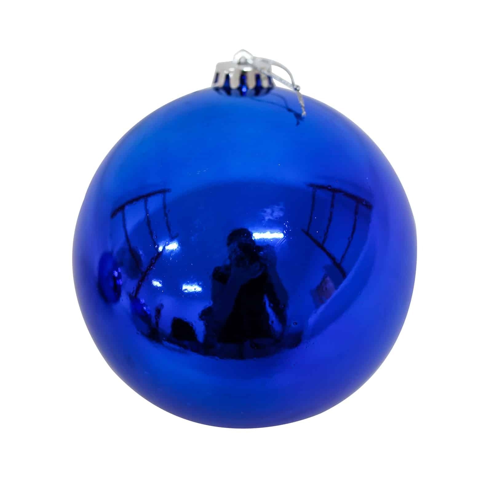 BLUE 120mm Christmas Baubles 3 Balls Gloss