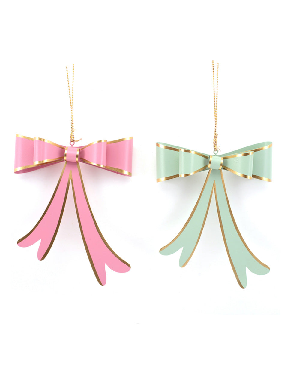 Mint & Pink Metal Tree Bows - 20cm