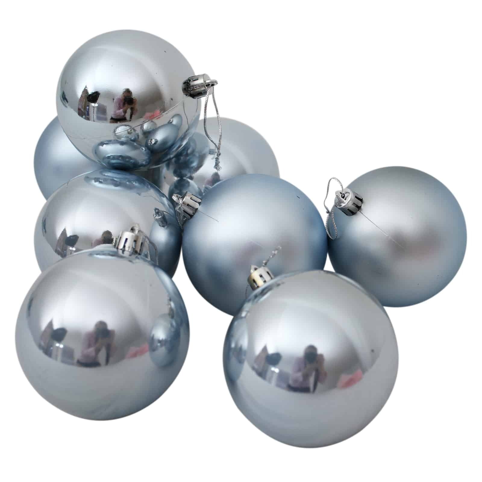 Baby Blue Christmas Baubles 80mm 48 Pack